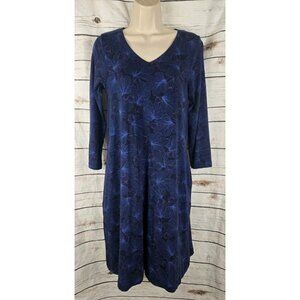 Gudrun Sjoden Dark Floral Dress Knit XS Lyocell Tencel Blend Womens V-Neck